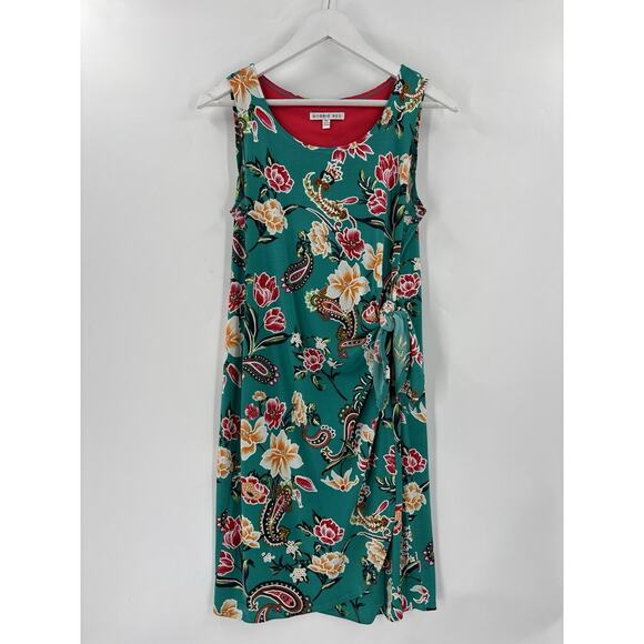Robbie Bee Dress Womens Petite Medium Multicolor Floral Sleeveless Side Knot Tie - Picture 1 of 16